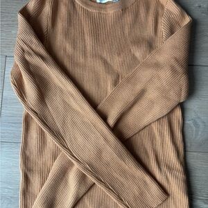 Ribbed Tan Long Sleeve Top